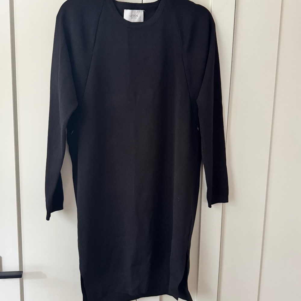 Legoe Heritage Maternity Dress Womens XS Black Lightweight Ribbed Bodycon Midi